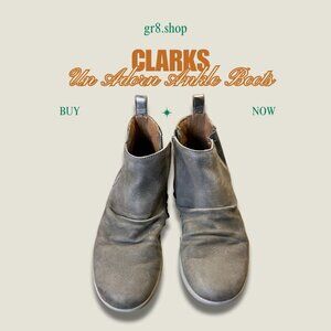 Clarks Unstructured Womens Ankle Boots Gray Leather Size 7 Lightweight & Comfort